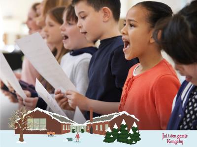 Børnekor synger. Jul i den gamle Kongeby logo.