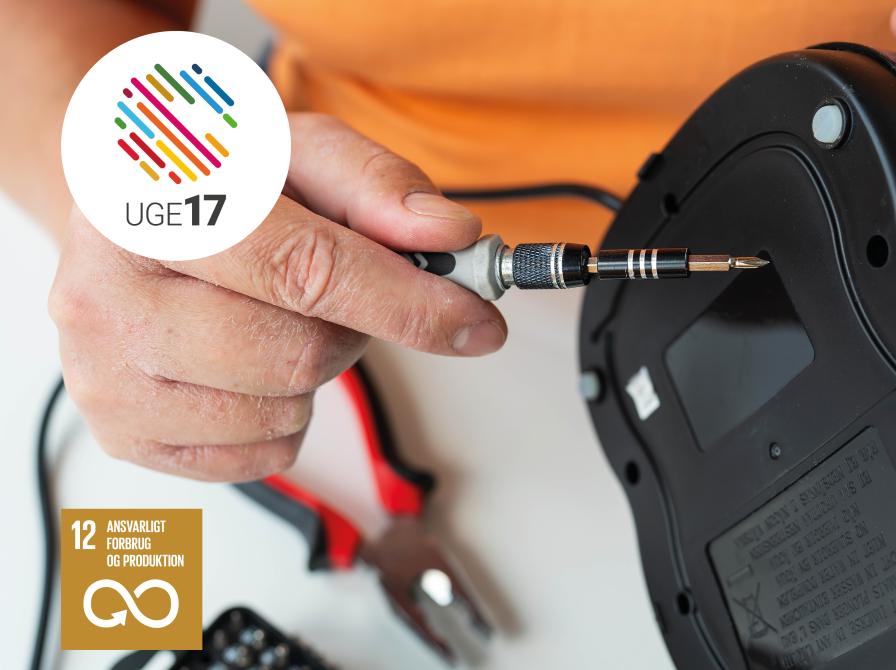 Skruetrækker skruer i elektronik. Uge 17 logo. Verdensmål 12.